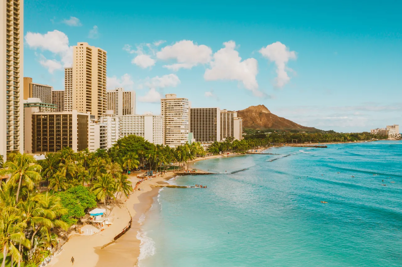 Beautiful view of Waikiki Beach with Diamond Head in the background, perfect travel destination