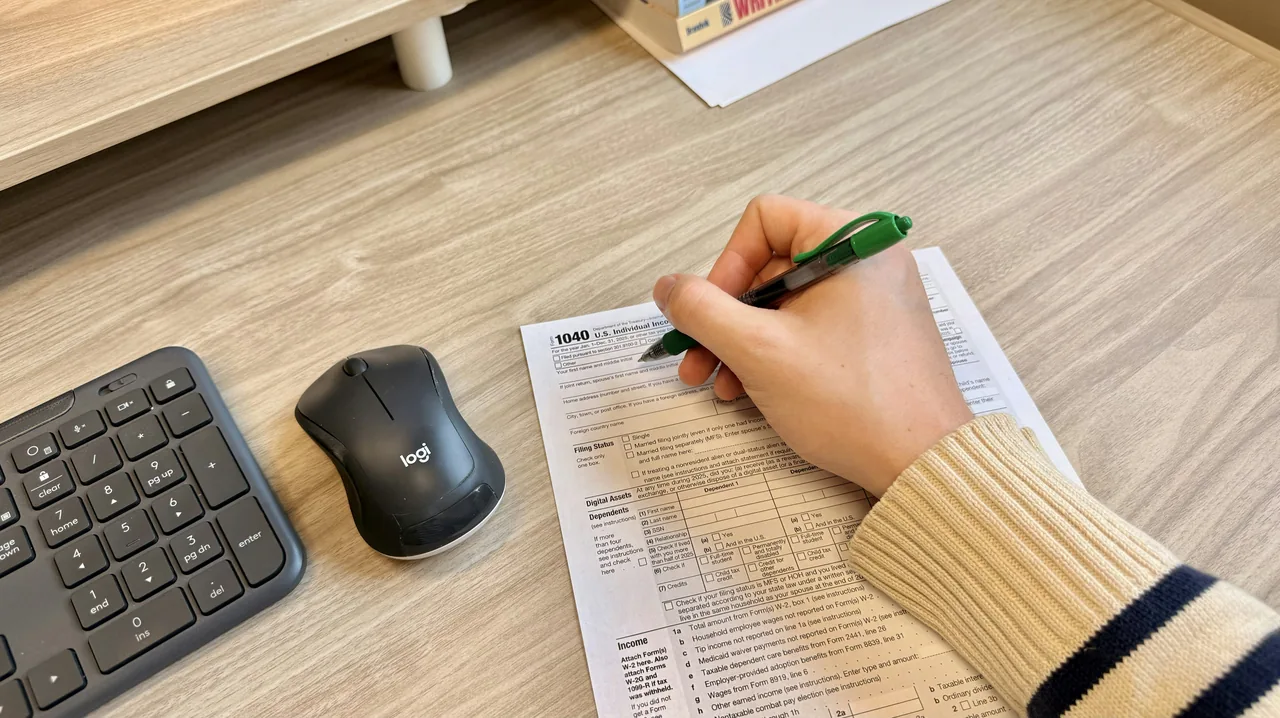 Filling out tax form